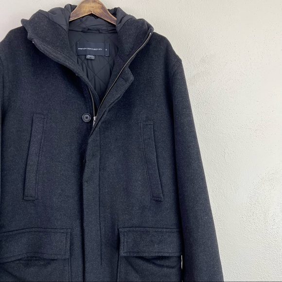 French Connection Wool Blend Gray Longline Mid Length Winter Jacket Small - Picture 2 of 15
